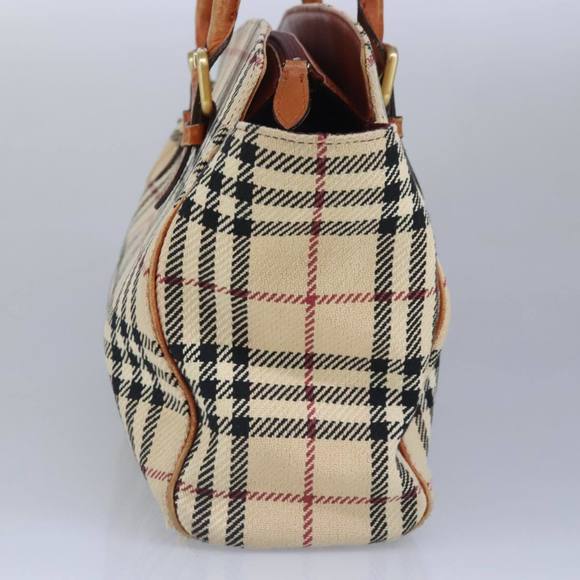 BURBERRY Nova Check Tote Bag Canvas Beige Gold Auth 98863 - Picture 3 of 16